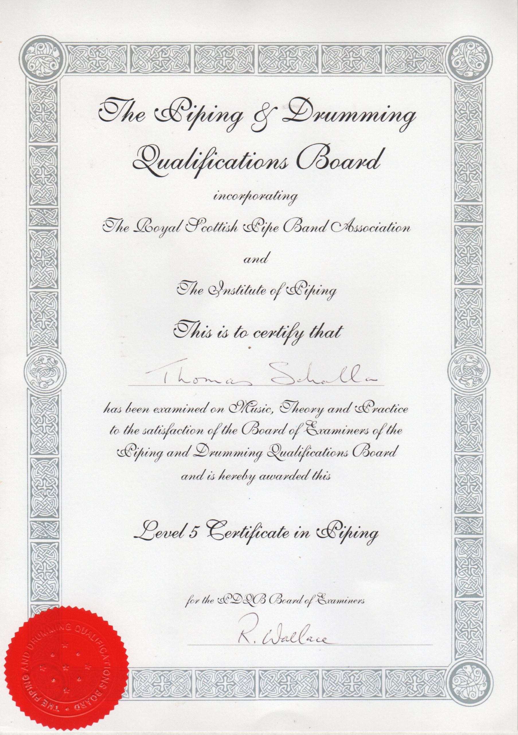 Piping and Drumming Qualifications Board Level 5